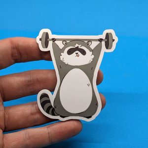Weightlifting Raccoon, Funny Raccoon Sticker For Laptop, Water Bottle, Hydro flask, Phone, Computer, Gift,