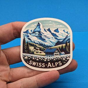 Swiss Alps Travel Sticker // Switzerland Decal for suitcase, laptop, car or water bottle, luggage tag, travel gift