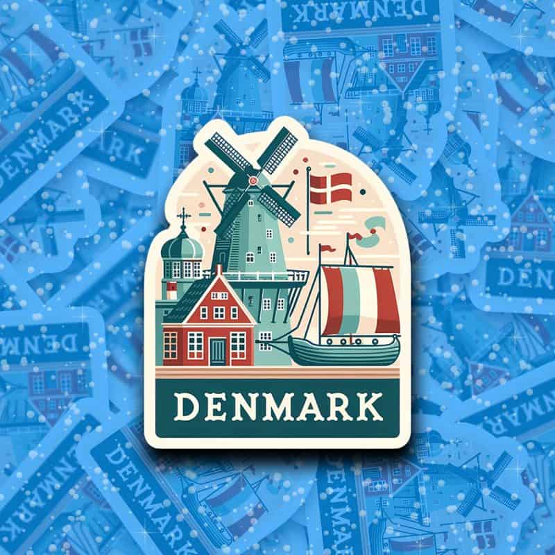 Denmark Travel Sticker // Danish Decal for suitcase, laptop, car or water bottle, luggage tag, travel gift - Image 2