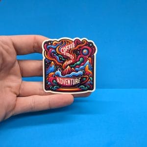 Coffee first, then adventure sticker // Psychedelic art aesthetic Decal for Laptops, water bottles, journals, kindles