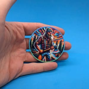 Lumberjack Sticker // psychedelic art // nature outdoor wilderness decal for laptops, water bottles, cars