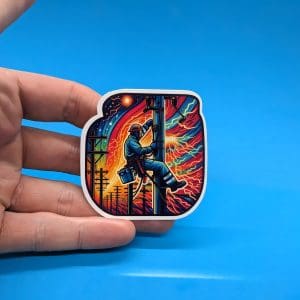 Lineman Sticker // psychedelic art // Blue Collar Hard Hat Decal