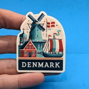 Denmark Travel Sticker // Danish Decal for suitcase, laptop, car or water bottle, luggage tag, travel gift