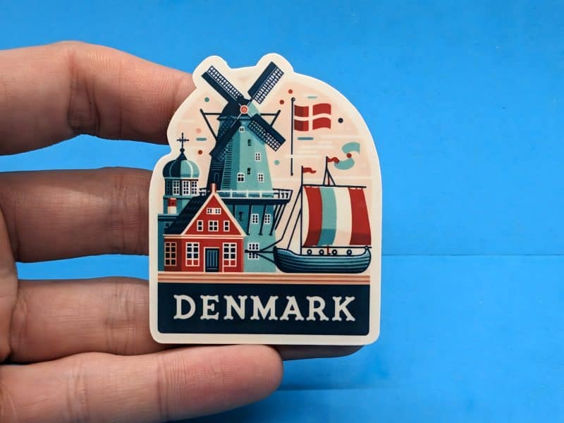 Denmark Travel Sticker // Danish Decal for suitcase, laptop, car or water bottle, luggage tag, travel gift