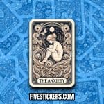 The anxiety, mental health tarot card sticker