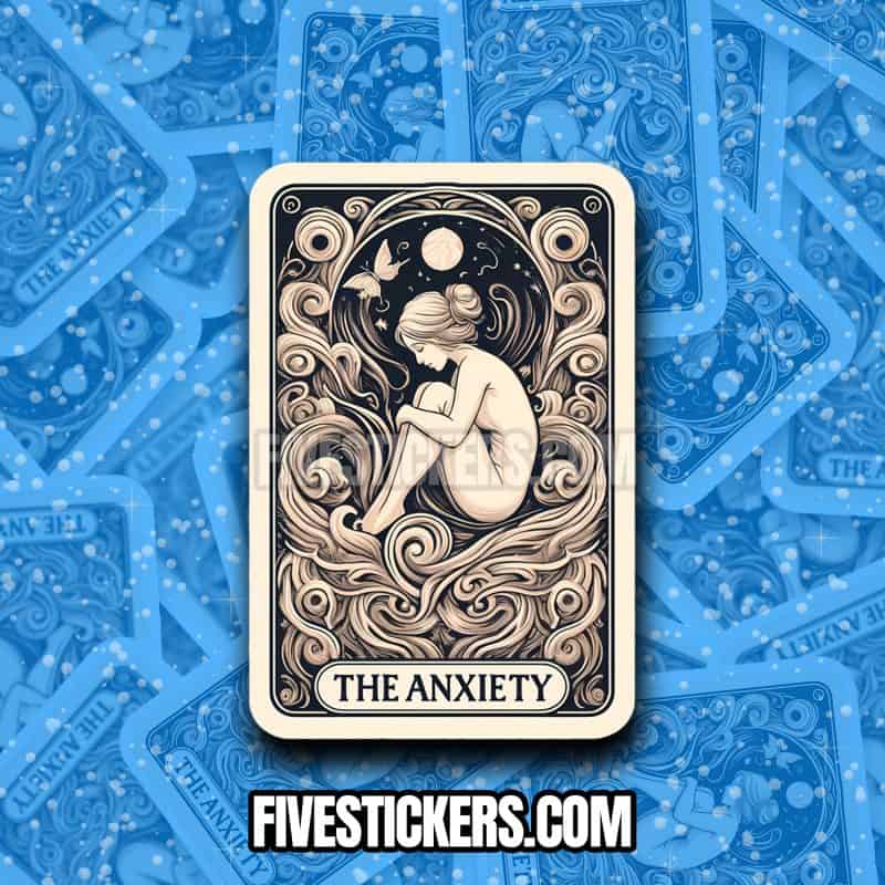 The anxiety, mental health tarot card sticker